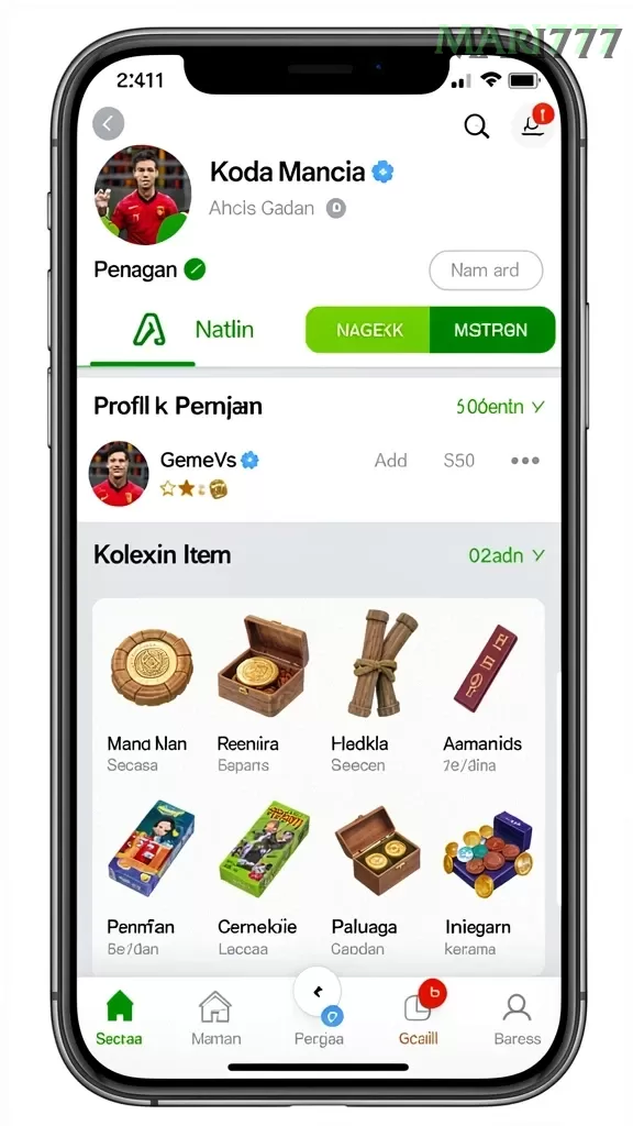 Cuplikan layar RINDUSLOT — menu navigasi